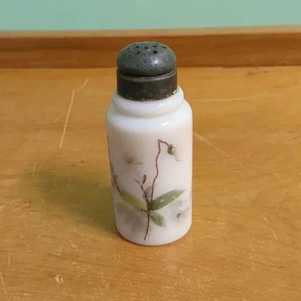 Vintage Hand painted glass floral shaker
